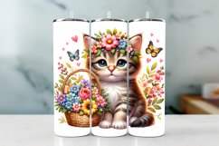 Kitten Spring Tumbler Wrap Sublimation PNG Design Product Image 1