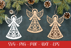 Christmas Angel laser SVG PNG| Christmas ornament Product Image 1