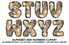 Vintage Patchwork Alphabet PNG Letters &amp; Numbers Product Image 4