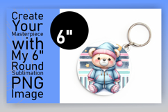 Whimsical Round Design Keychain Template , Teddy Bear Product Image 1