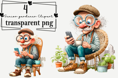 Funny senior gardener PNG Clipart Watercolor PNG Product Image 1