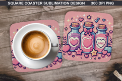 Valentine Coaster Sublimation, Valentine Coaster PNG Design Product Image 1
