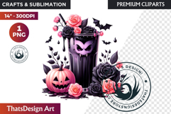 Pastel Goth Halloween Drinks - Kawaii Spooky Clipart PNG Product Image 1