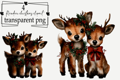 Whimsical Reindeer Christmas Clipart Watercolor PNG Product Image 1