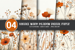 Vintage Warm Meadow Digital Paper Product Image 1