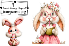 Whimsical Beach Bunny Clipart Watercolor PNG Product Image 1