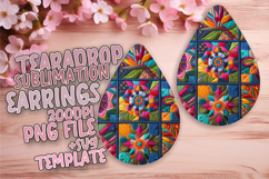 Unique Teardrop Earrings Sublimation Design , Patchwork Product Image 1