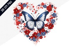 Butterfly And Floral Heart - 4Th Of July Sublimation Design Product Image 1