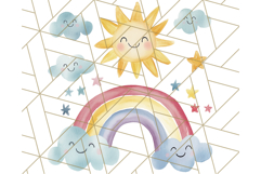 Watercolor Dinosaur and Rainbow PNG Clipart, Baby Nursery Product Image 4