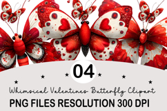 Whimsical Valentines Butterfly Clipart Valentine's Png Product Image 1