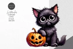 Halloween clipart, Cat clipart, Autumn clipart Product Image 1