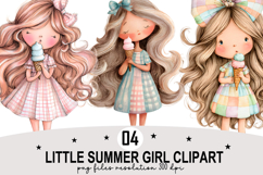 Little-Summer Girl Clipart Watercolor PNG Product Image 1