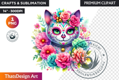 Pastel Floral Day of the Dead Clipart PNG,sugar skull design Product Image 1