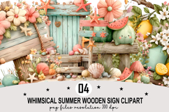 Whimsical Summer Wooden Sign Clipart Watercolor png Product Image 1