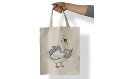 Cute Swan with Backpack Reading a Book Watercolor PNG Product Image 6