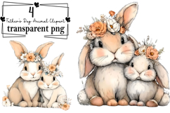 Whimsical Father’s Day Animal Clipart Watercolor PNG Product Image 1