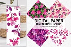 Fuchsia Flowers Pattern Digital Paper- Flowers Background Product Image 1