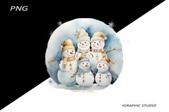 Blue Snowman Clipart, Gold and Blue Chistmas Clipart Product Image 1