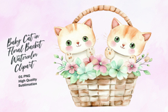 Two cat in floral basket clipart sublimation Product Image 1