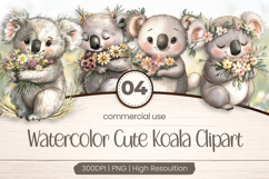 Watercolor Cute Koala Clipart PNG Product Image 1