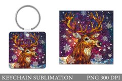 Christmas Deer Keychain. Christmas Keychain Sublimation Product Image 1