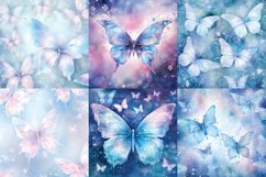 Watercolor pastel winter butterfly printable digital papers Product Image 3