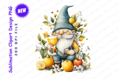 Whimsical Watercolor Gnome Enjoying Beer Surrounded Clipart Product Image 1