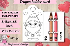 Valentine's Day Gnome Crayon Holder Card svg, paper cut Product Image 1