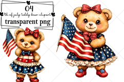 Whimsical 4th of july teddy bear clipart Watercolor PNG Product Image 1