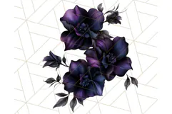 Gothic Floral PNG, Dark Aesthetic Flowers Clipart Print Product Image 4