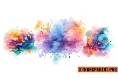 Color Splash Watercolor Clipart, Product Image 1