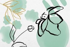 Fine Line Floral, Green Watercolour Clipart Product Image 3