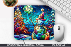 Snowman Mouse Pad Sublimation, Christmas Mouse Pad PNG Product Image 1