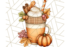 Fall Drink Clipart PNG, Cozy Autumn Cocoa and Latte Art Product Image 4