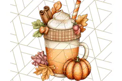 Fall Drink Clipart PNG, Cozy Autumn Cocoa and Latte Art Product Image 4