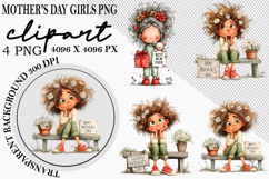 Whimsical Mother's Day Girls PNG Clipart Watercolor png Product Image 1