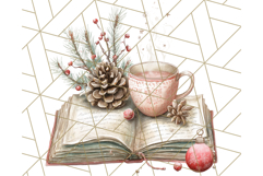 Christmas Book Clipart, Festive Reading PNG Illustrations Product Image 4