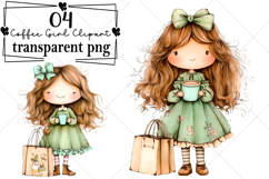 Summer Quirky Coffee Girl Clipart Watercolor PNG Product Image 1