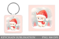 Christmas Lama Keychain. Cute Lama Keychain Design Product Image 1