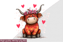 Valentine Highland Cow Clipart Png Product Image 1