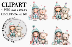 Quirky Birthday Girl Clipart Watercolor PNG Product Image 1