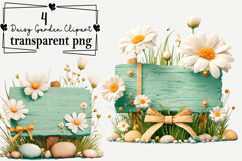 Whimsical Daisy Garden Clipart Watercolor PNG Product Image 1