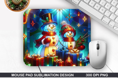 Snowman Mouse Pad Sublimation, Christmas Mouse Pad PNG Product Image 1