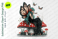 Enchanting Fairy With Butterfly Wings Resting On A Clipart Product Image 1