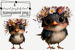 Whimsical Funny Birds Clipart Watercolor PNG Product Image 1