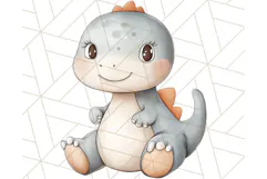 Cute Pastel Dinosaur Clipart PNG for Nursery Art, Baby Decor Product Image 4