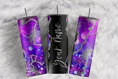 Custom Name Silver Glitter Purple Marble 20 oz tumbler wrap Product Image 1
