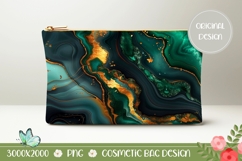 Green Cosmetic Bag, Green Marble Cosmetic Bag Sublimation Product Image 1