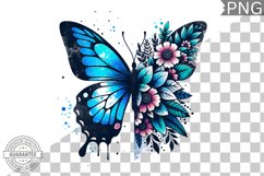 Floral Butterfly Sublimation - Clipart PNG Design Product Image 1