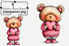 Valentine Bears Clipart Watercolor PNG Product Image 1